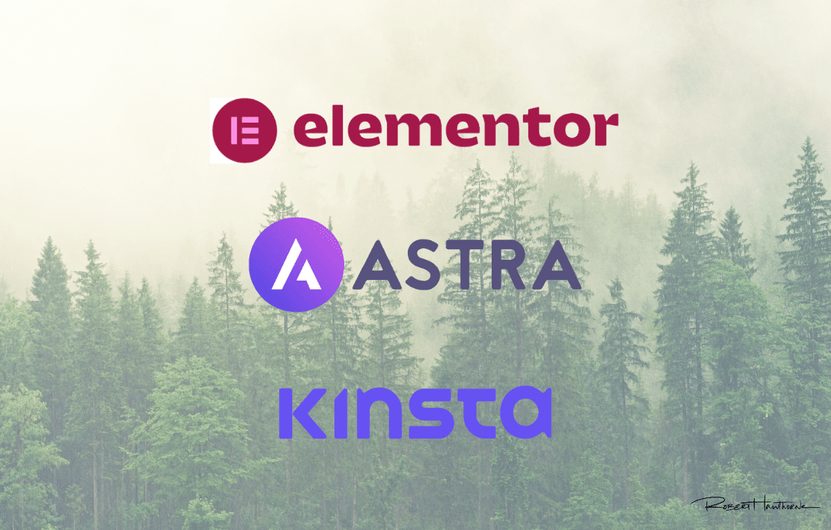 I use Elementor, Astra, and Kinsta for my websites.